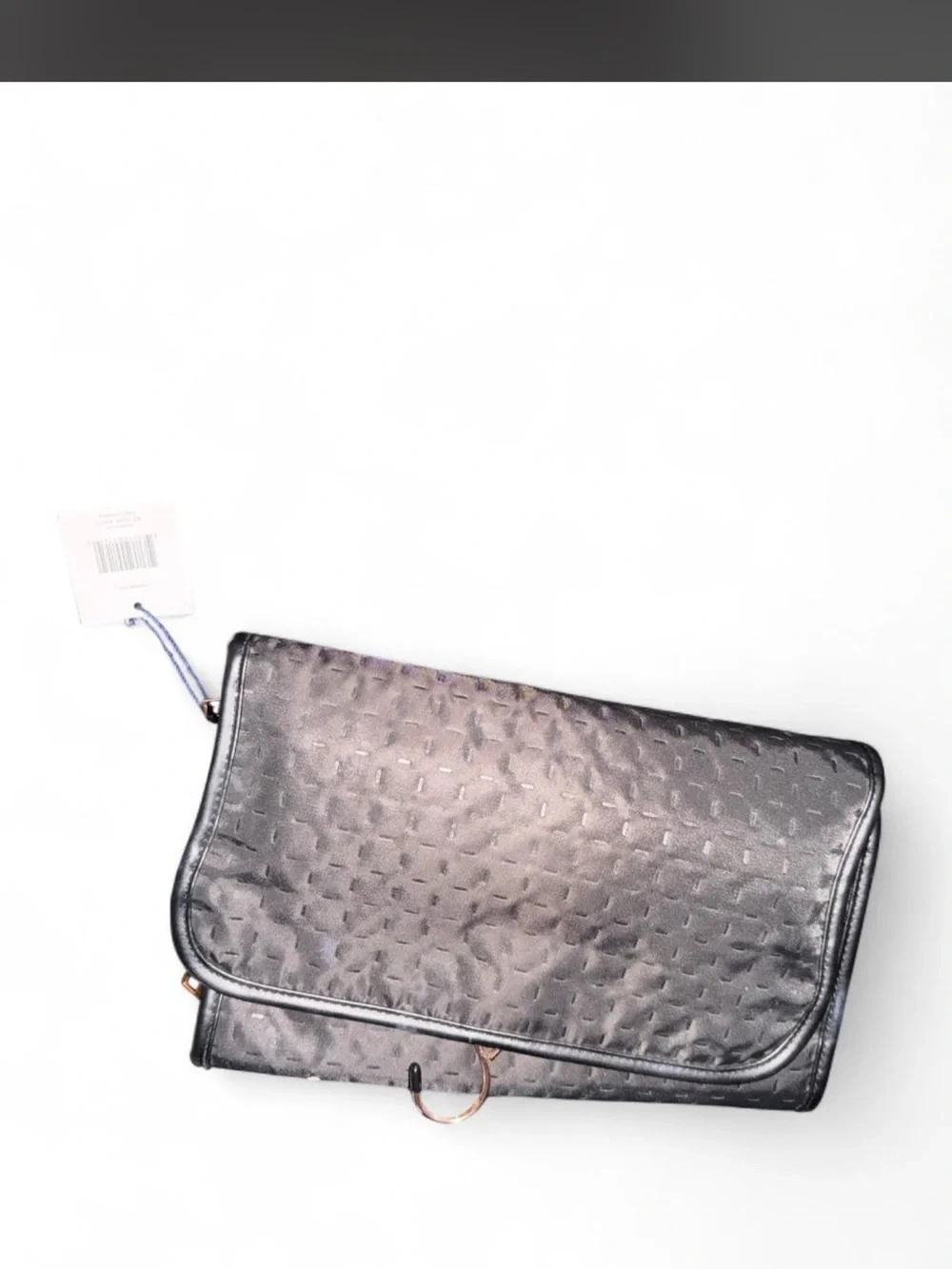 Hanging Black Cosmetic Organizer with Rose Gold Zippers